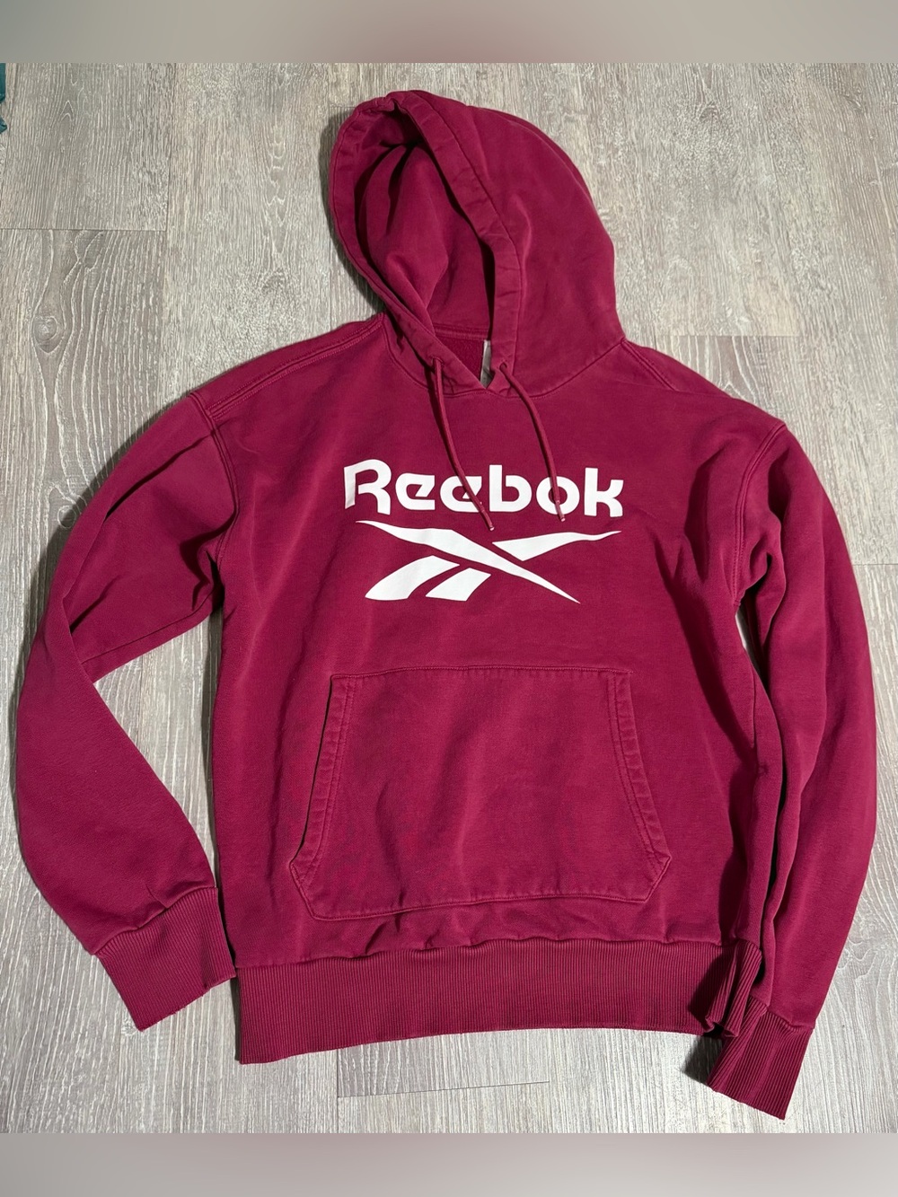 Reebok Men's Maroon Crewneck Hoodie with White Logo